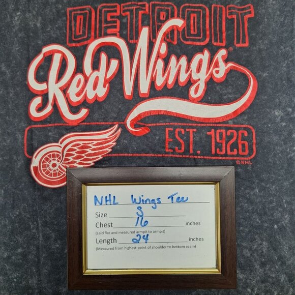NHL Detroit Red Wings Tee Shirt Gray Womans Small Hockey Michigan Fan Round Neck - Picture 6 of 13